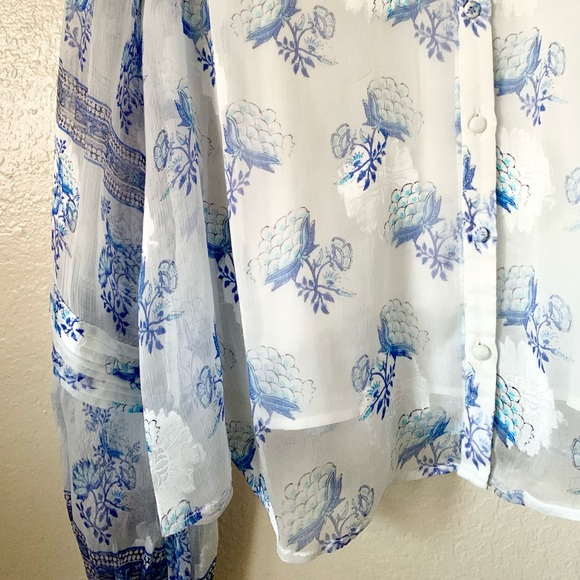 HEMANT AND NANDITA Blue/White Boho Top With Camisole Size Large $275 - Picture 9 of 16